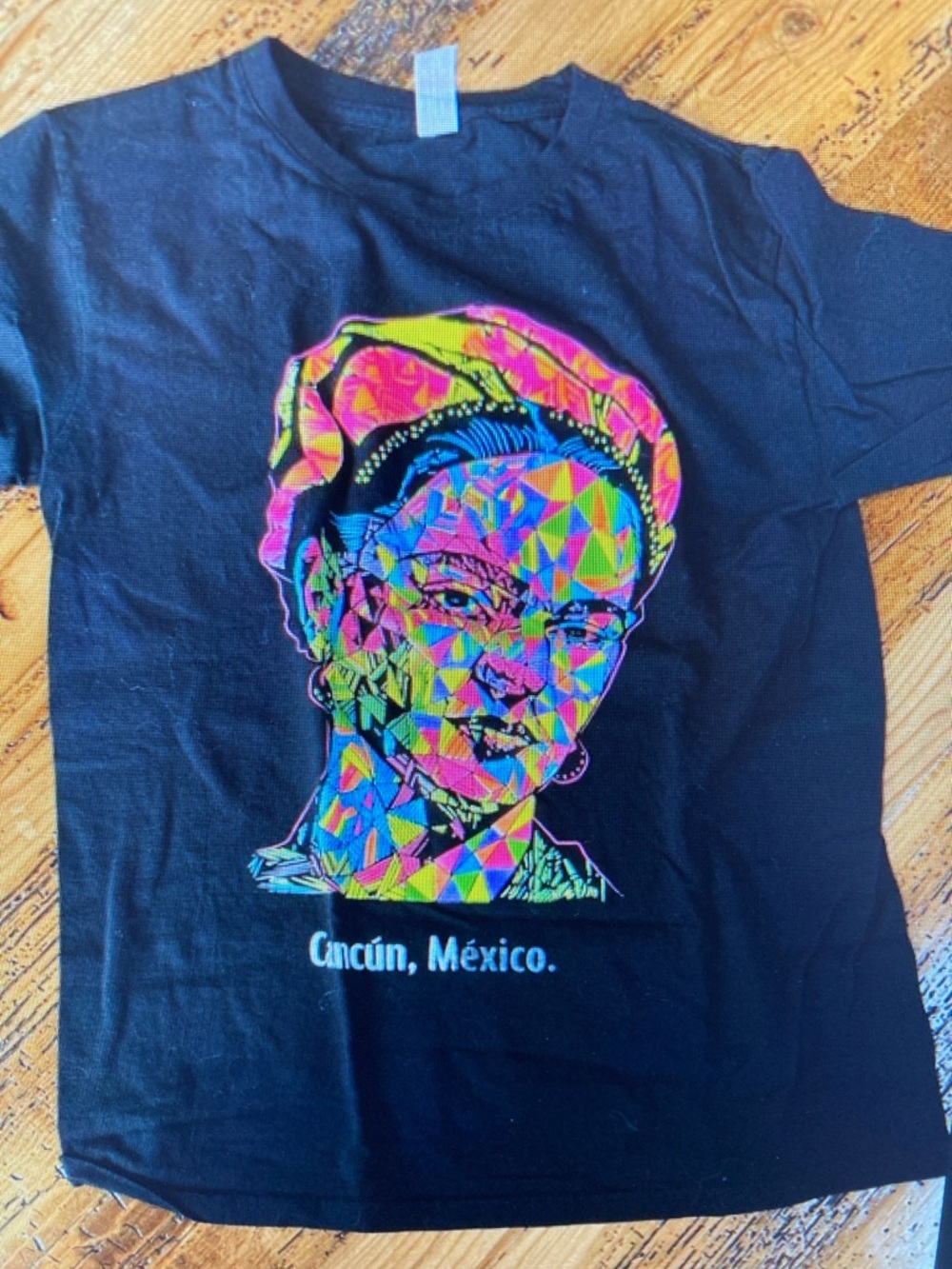 Black Men's Graphic T-Shirt with Colorful Frida Kahlo Art